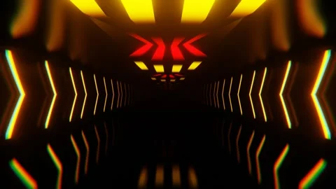 Red and Orange Neon Dark Infinity Corridor Background VJ Loop l 4K Stock Footage 297470596