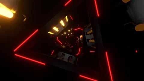Red and Orange Neon Glowing Triangular Spiral Background VJ Loop in 4K Stock Footage 320492449