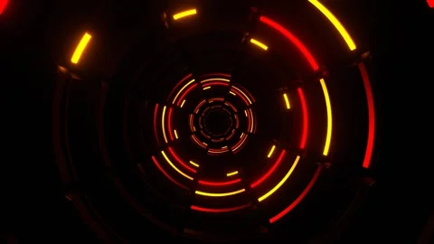 Red and Orange Neon Light Rings Tunnel Background VJ Loop in 4K 動画素材 317454190