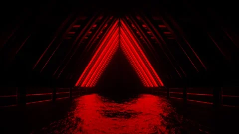 Red and Orange Neon Moving Triangular Arch Tunnel Background VJ Loop in 4K Stock Footage 317454216