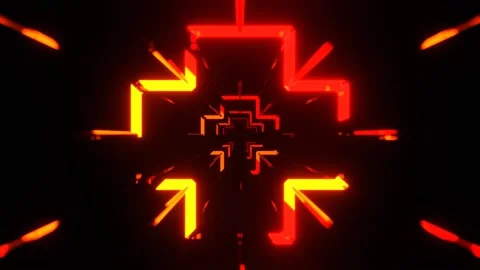 Red and Orange Neon Segmented Lighting Neon Corridor Background VJ Loop in 4 Stock Footage 334718224