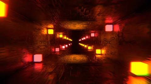 Red and Orange Neon Stroboscopic Cybernetic Tunnel Background VJ Loop l 4K Stock Footage 303566404