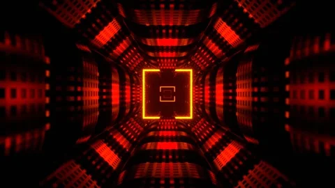 Red and Orange Neon Techno-Science Fiction Strobe Corridor Background VJ Loo Stock Footage 310294736