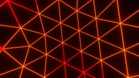 Red and Orange Neon Wireframe Shape Movement Background VJ Loop l 4K Stock Footage 314365571