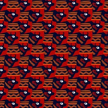The red and orange pattern of the eyes of a bull. seamless pattern Stock Illustration