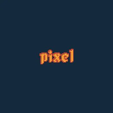 Red and orange pixel text vector logo design with background Иллюстрация
