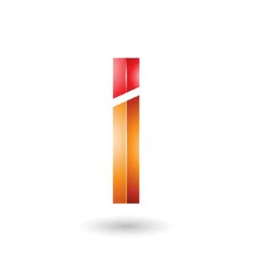 Red and Orange Rectangular Glossy Letter I Stock Illustration
