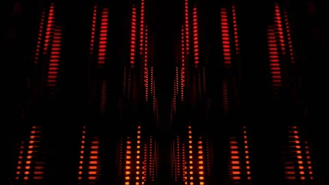 Red and Orange Rotating LED Columns in the Dark Fantasy Corridor Background  動画素材 346810993