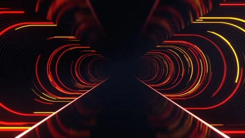 Red and Orange Sci-Fi Neon Tunnel Background VJ Loop l 4K Stock Footage 295878733