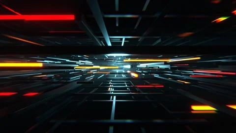 Red and Orange Sci-Fi Cybernetic Strobe Array Background VJ Loop l 4K Stock Footage 302560587