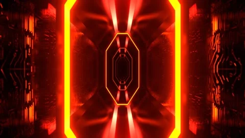 Red and Orange Sci-Fi Cybernetic Strobe Tunnel Background VJ Loop l 4K Stock Footage 304060166