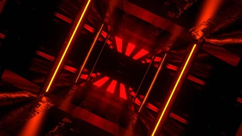 Red and Orange Sci-Fi Strobe Light Beams Tunnel Background VJ Loop l 4K Stock Footage 304060396