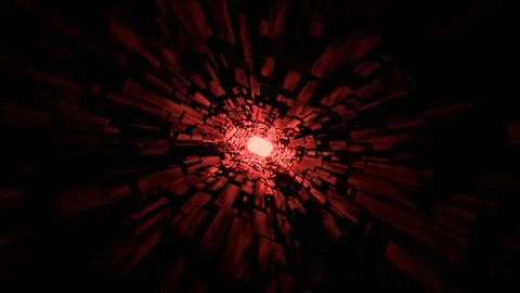 Red and Orange Sci-Fi Corridor with Neon Light Movement Background VJ Loop i Stock Footage 309683504