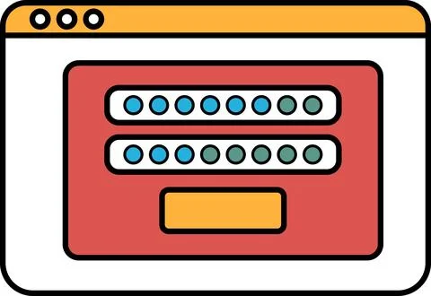 A red and orange screen with a password on it Stock Illustration