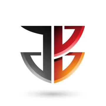 Red and Orange Shield Like Shape of Letters A and B Vector Illustration Stock Illustration
