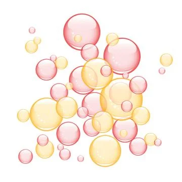 Red and orange soap bubbles Stock Illustration