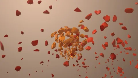 Red and orange spheres exploding. Abstract 3d animation. Video stock 121561822