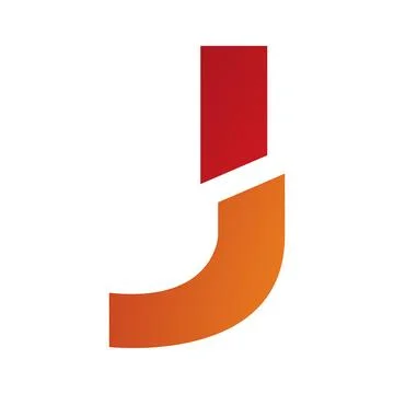 Red and Orange Split Shaped Letter J Icon Illustrazione stock
