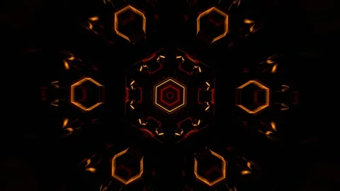 Red and Orange Strobe Hexagoned Tunnel Background VJ Loop in 4K Stock Footage 317885203