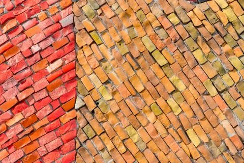 Red and orange surface of abstract decorative smalt mosaic with high resoluti Stock Photos