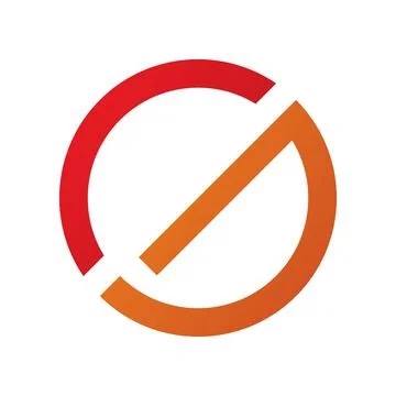 Red and Orange Thin Round Letter G Icon Stock Illustration