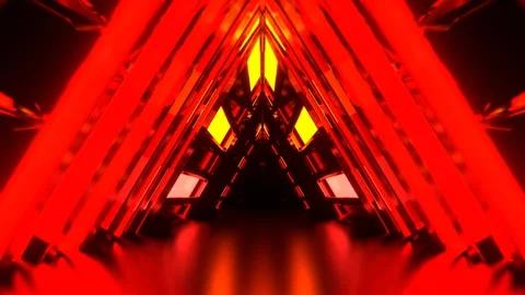 Red and Orange Triangle Strobe Neon Sci-Fi Tunnel Background VJ Loop l 4K Stock Footage 303046235