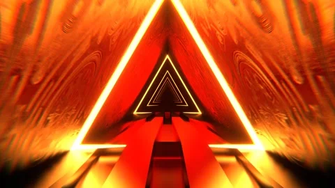 Red and Orange Triangular Alien Neon Corridor Background  VJ Loop l 4K Stock Footage 302913494