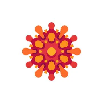 Red and orange virus flat icon. SARS-CoV-2 novel coronavirus vector illustrat Stock Illustration