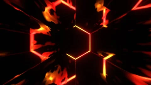 Red and Orange Vortex Gate Neon Energy Flow Background VJ Loop in 4K Stock Footage 312804038
