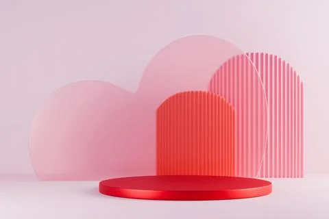 Red and pink abstract arch background 3D render Stock Illustration