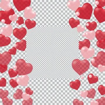 Red and pink hearts translucent located on both sides. Place the cell under.. Stock Illustration