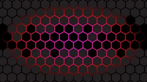Red and Pink Hexagon Tech Background Stock Illustration