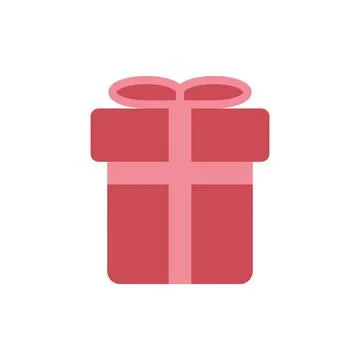Red and pink present vector icon. Gift symbol Stock Illustration