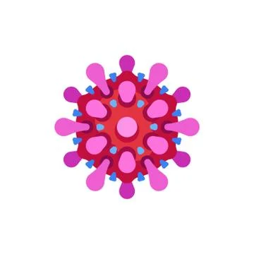 Red and pink virus flat icon. SARS-CoV-2 novel coronavirus vector illustratio Illustrazione stock