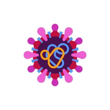 Red and pink virus flat icon. SARS-CoV-2 novel coronavirus structure vector i Stock Illustration