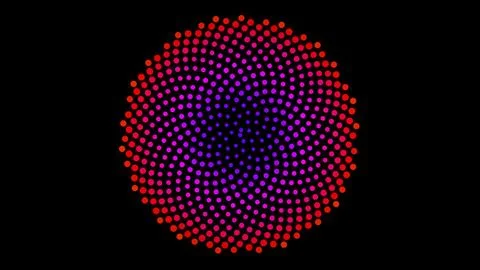 Red and purple dots form a circular pattern on black Stock Illustration