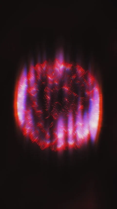 Red and purple lights dance on dark, creating vibrant sphere patterns Stock Footage 319096790