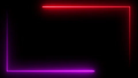 Red and Purple Neon Rectangle Frame on Black Background Stock Footage 318634136