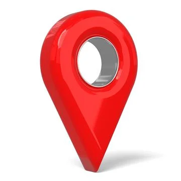 Red and silver balloon location pin with a hole - 3D illustration Illustrazione stock