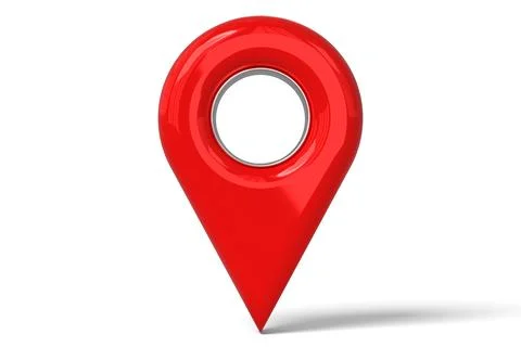 Red and silver balloon location pin with a hole - 3D illustration Illustrazione stock