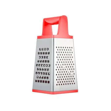 Red and silver box grater with handle Illustration
