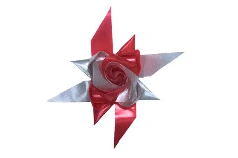 Red and silver flower shape fancy ribbon Stock Photos