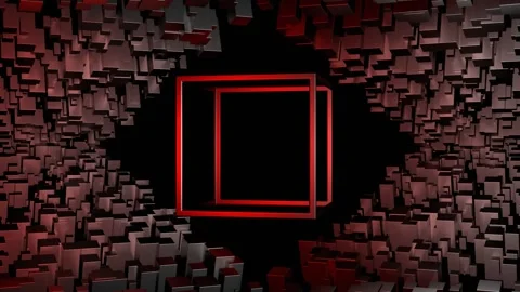 Red and Silver Rotation Glossy Cube Frame Background VJ Loop in 4K Stock Footage 276099281
