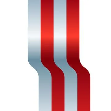 Red and silver wavy stripes on white background Ilustración de archivo