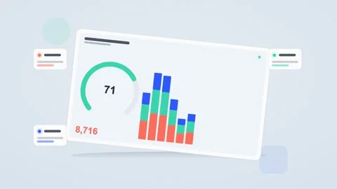 Red and teal analytics dashboard flat design loop Stock Footage 342628563