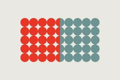 Red and teal circles form two neat columns. Stock Illustration