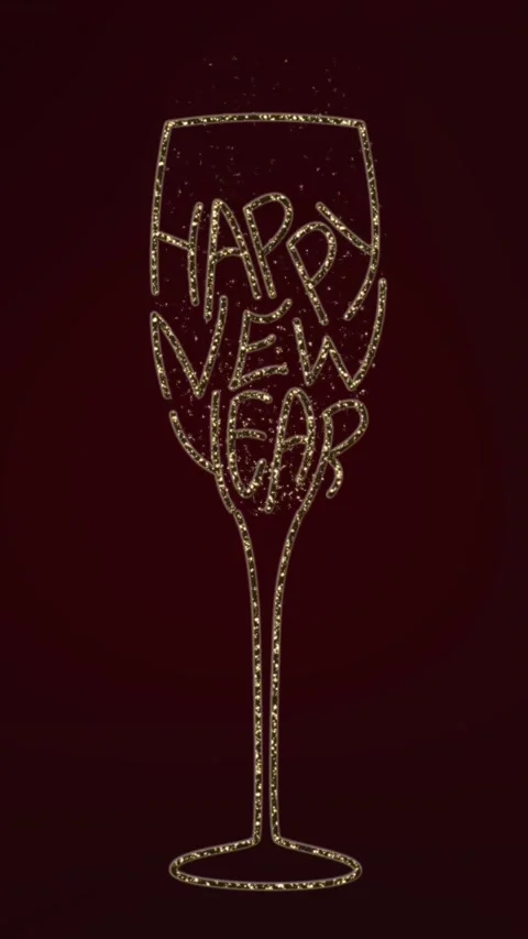 On a red and transparent background is a shiny glass of champagne with the text Stock Footage 321638580