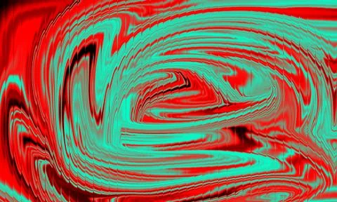 Red and turquoise abstract fluid swirl background with vibrant motion 스톡 일러스트
