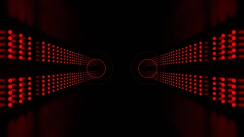 Red and Turquoise Digital Corridor With Bright Neon Circles Background VJ Lo Stock Footage 314365199