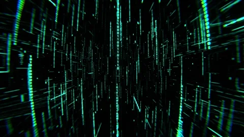 Red and Turquoise Digital Space Neon Code Elements Background VJ Loop in 4K Stock Footage 312803262